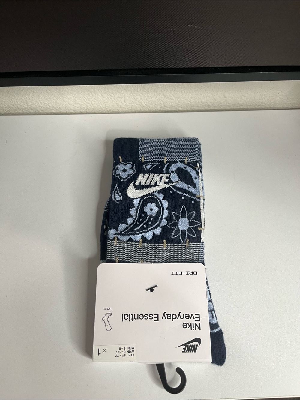Nike Paisley Crew Socks - Navy & Light Blue